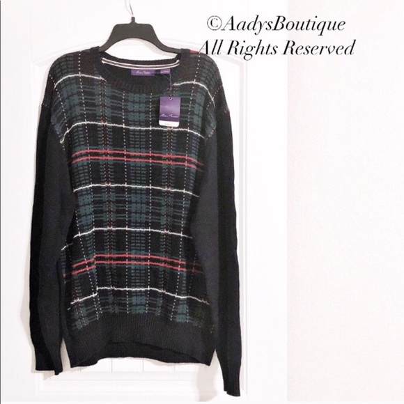 Alan Flusser Plaid Sweater Tartan Crewneck Pullover Men’s Size XL New w/Tag - Picture 8 of 9
